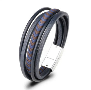 Colossus Navy Leather Bracelet