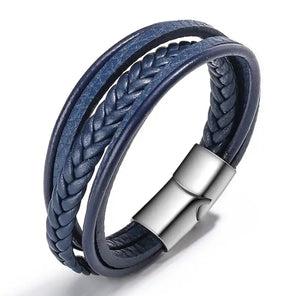 Colossus Navy Leather Bracelet